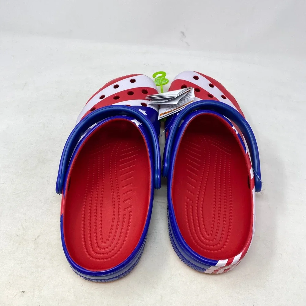 Crocs Classic American Flag Clog Mens 9 Womens 11 Stars Stripes Red White Blue